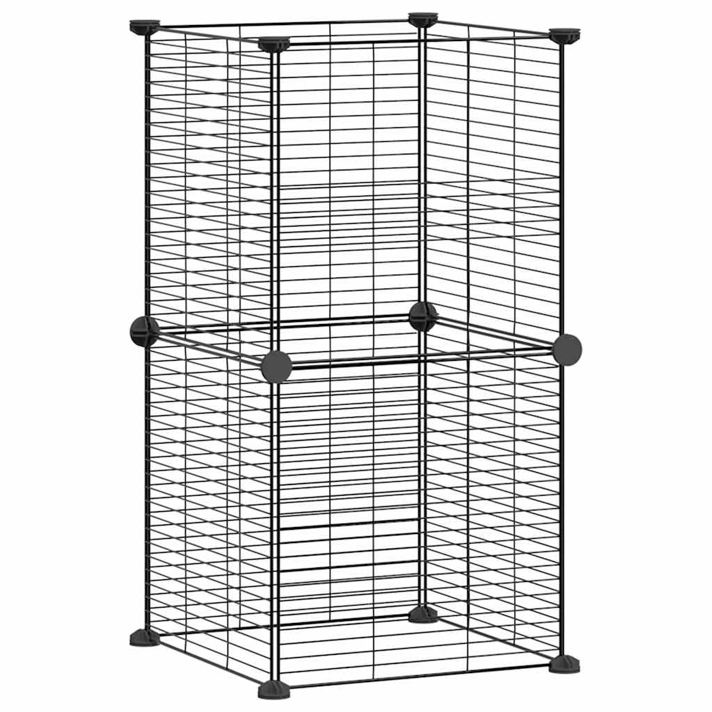 Cage Vidaxl pour animaux de compagnie avec 8 panneaux 35x35 cm en acier noir