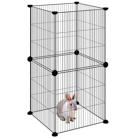 Vidaxl huisdierenkooi met 8 panelen 35x35x70 cm staal zwart
