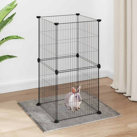 Vidaxl huisdierenkooi met 8 panelen 35x35x70 cm staal zwart