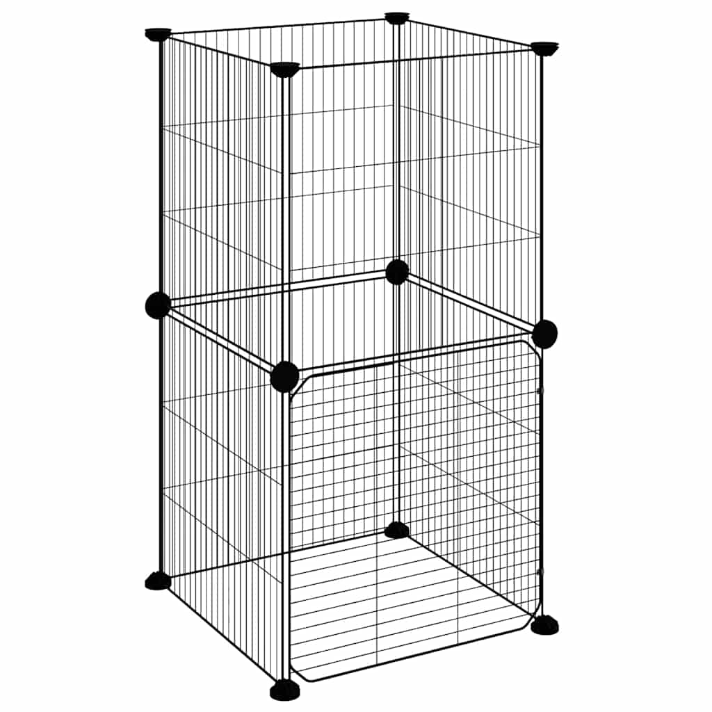 Vidaxl huisdierenkooi met deur 8 panelen 35x35x70 cm staal zwart