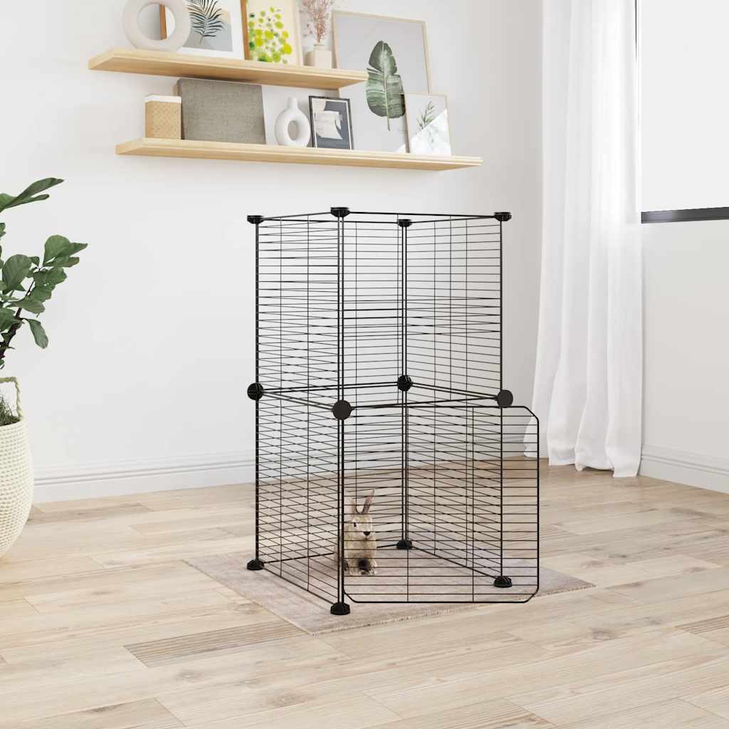 Vidaxl Pets Cage z vrati 8 plošč 35x35 cm jeklena črna