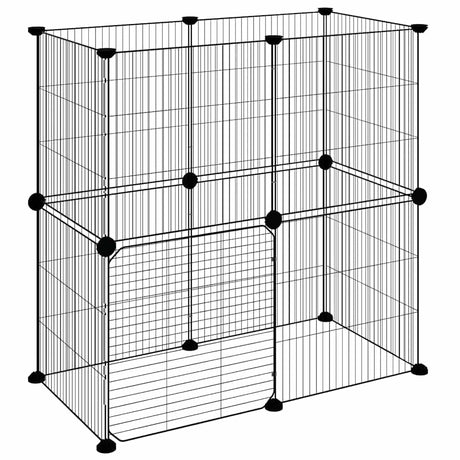 Vidaxl huisdierenkooi met deur 12 panelen 70x35x70 cm staal zwart