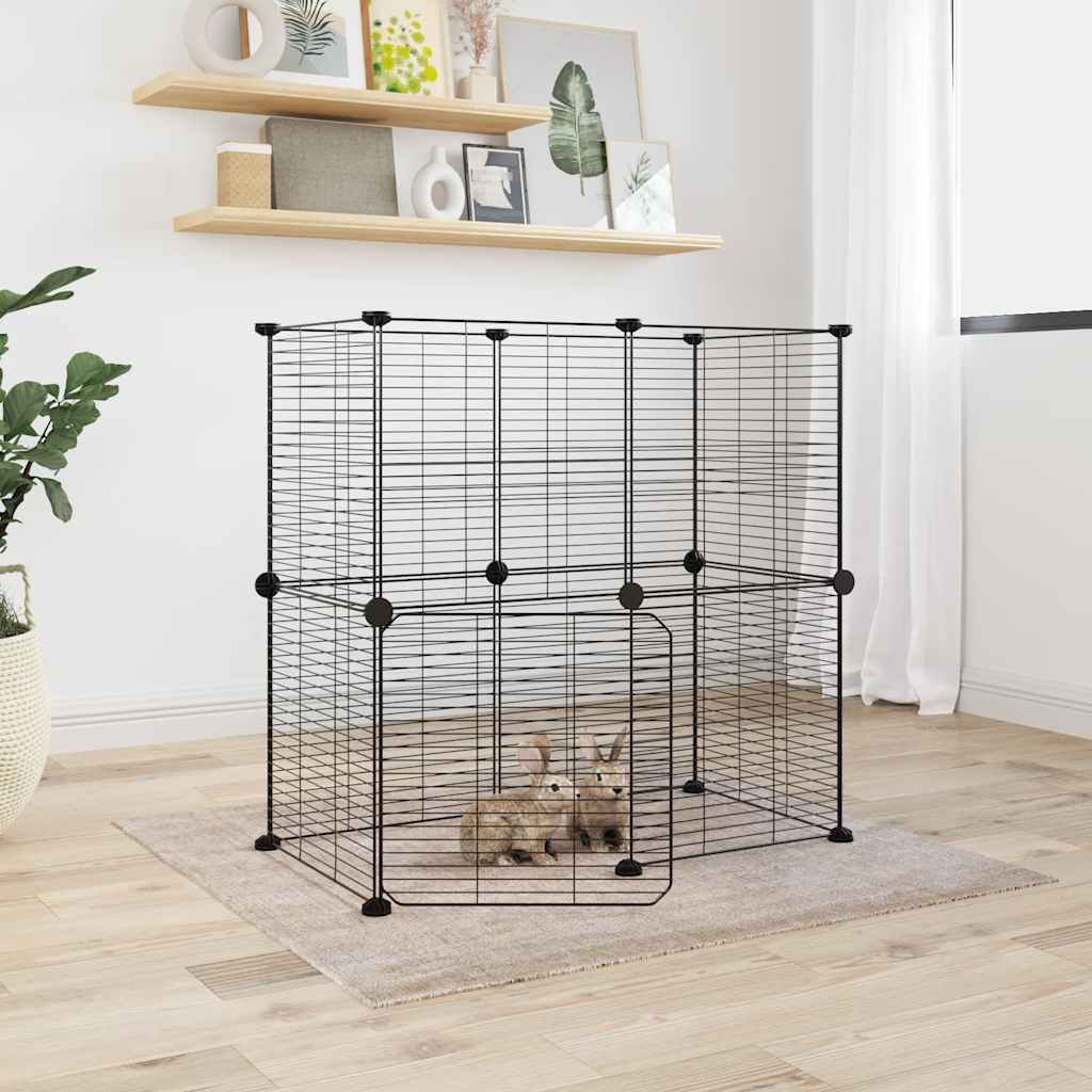 Vidaxl Pets Cage With Door 12 Panels 35x35 Cm Steel Black