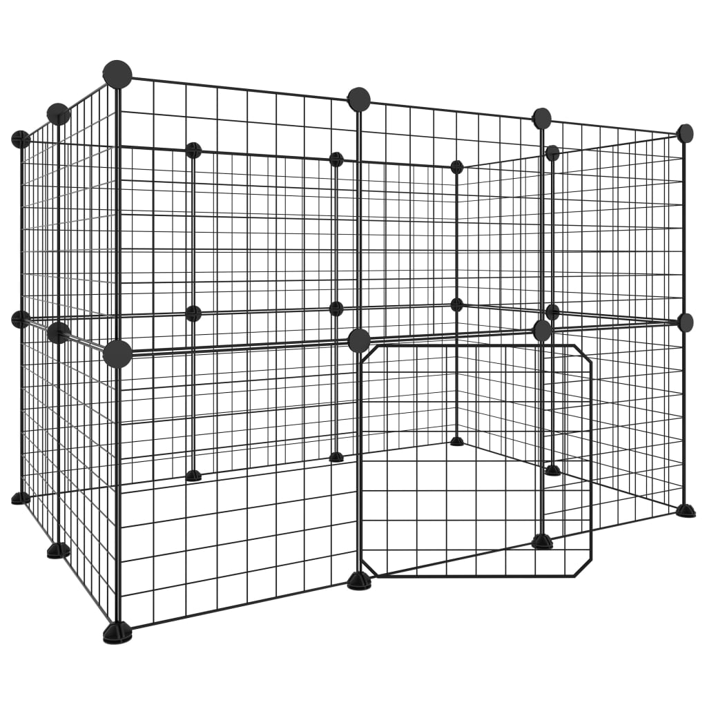 VidaXL Pets Cage With Door 20 Panels 35x35 Cm Steel Black