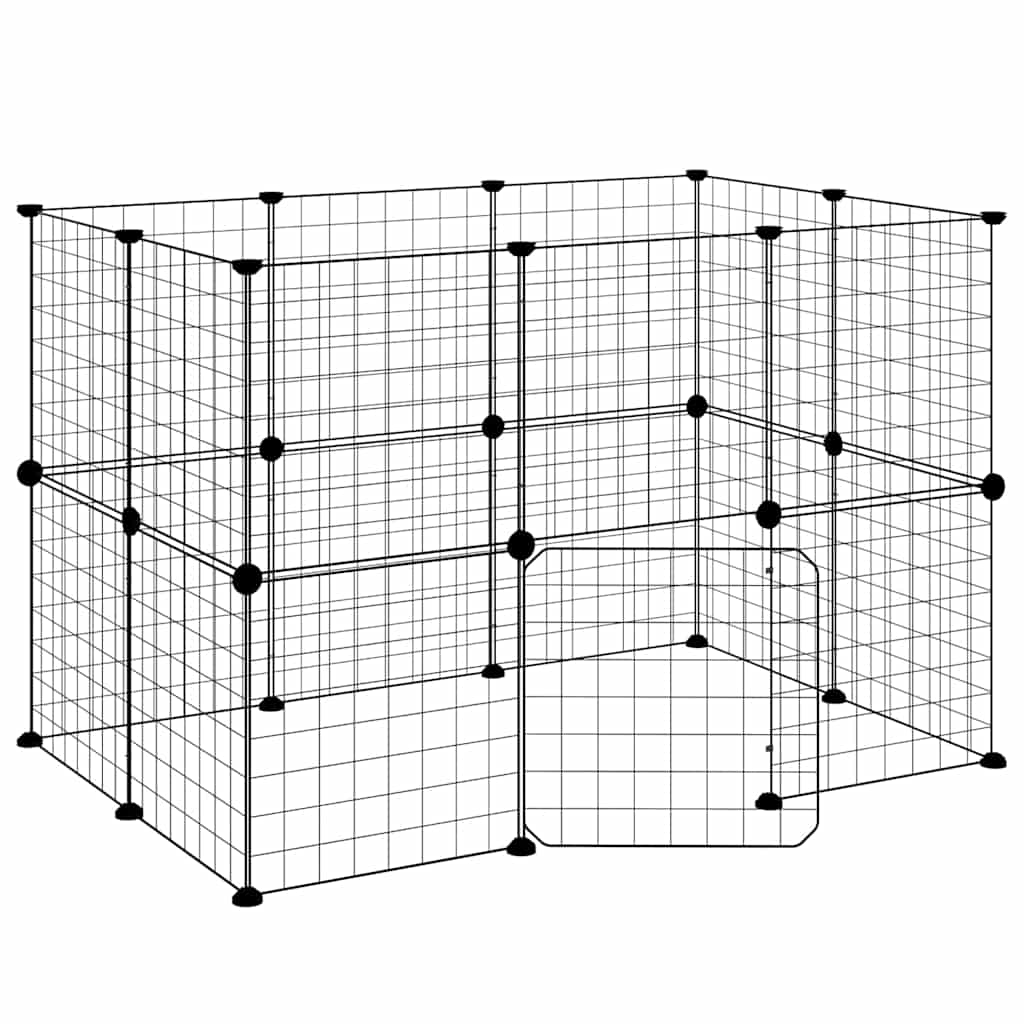 Vidaxl huisdierenkooi met deur 20 panelen 105x70x70 cm staal zwart