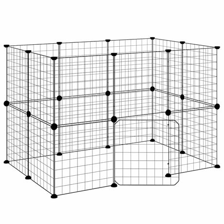 Vidaxl huisdierenkooi met deur 20 panelen 105x70x70 cm staal zwart