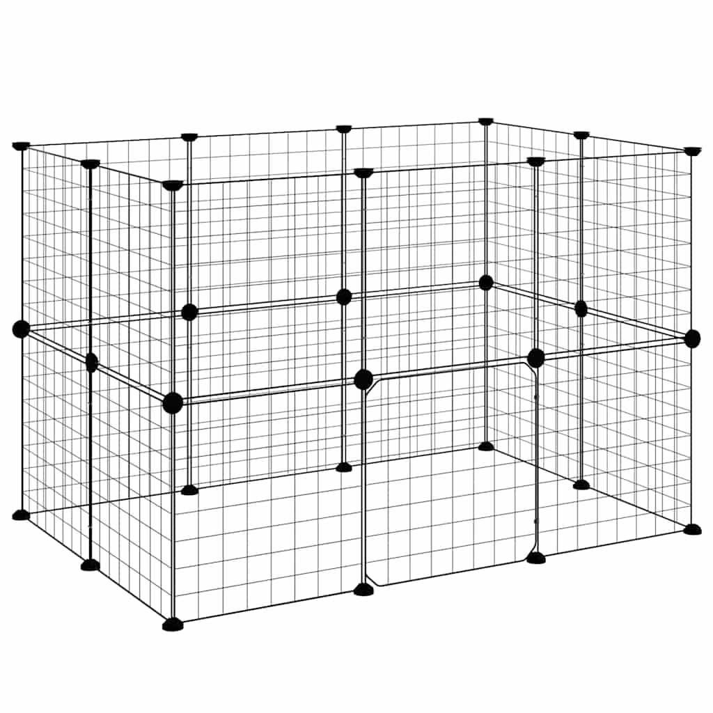 Vidaxl huisdierenkooi met deur 20 panelen 105x70x70 cm staal zwart