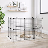 VidaXL Pets Cage With Door 20 Panels 35x35 Cm Steel Black