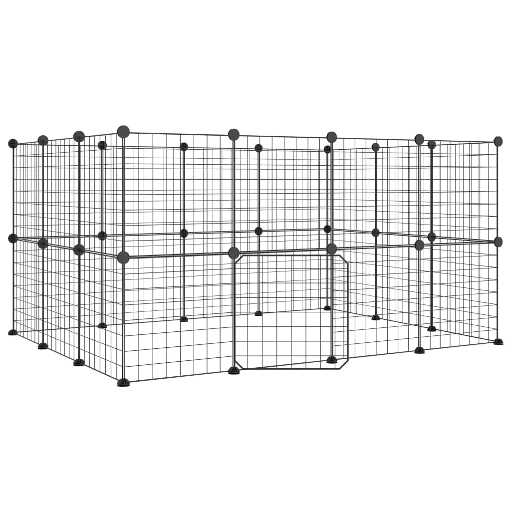 VidaXL Pets Cage With Door 28 Panels 35x35 Cm Steel Black