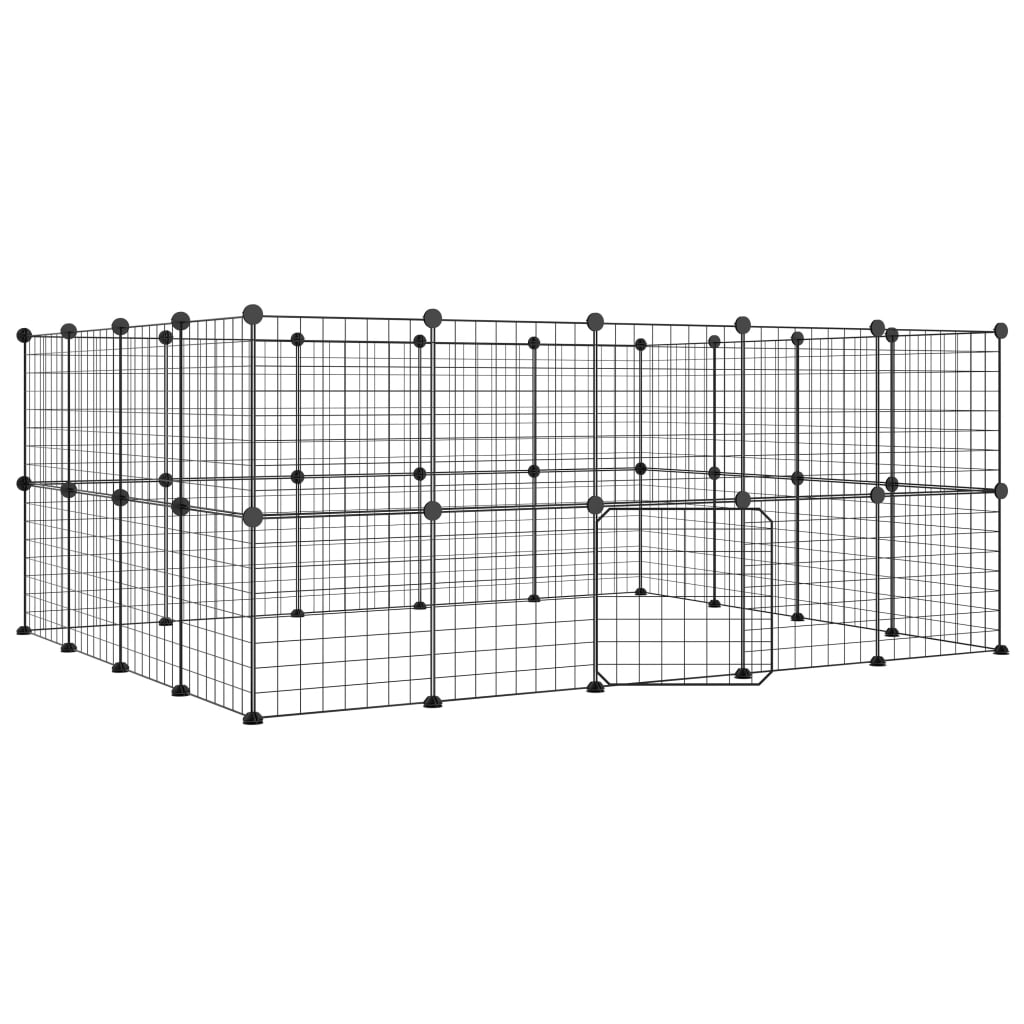 Vidaxl Pets Cage z drzwiami 36 paneli 35x35 cm stalowa czarna