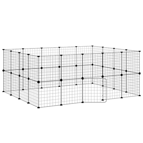 Vidaxl huisdierenkooi met deur 36 panelen 175x140x70 cm staal zwart
