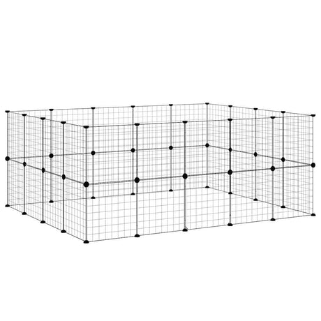 Vidaxl huisdierenkooi met deur 36 panelen 175x140x70 cm staal zwart