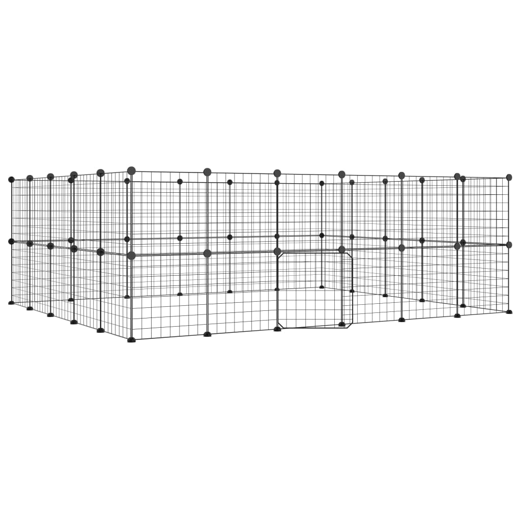 Vidaxl Pets Cage z drzwiami 44 panele 35x35 cm stalowa czarna