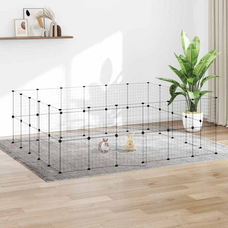 Vidaxl huisdierenkooi met deur 44 panelen 210x175x70 cm staal zwart