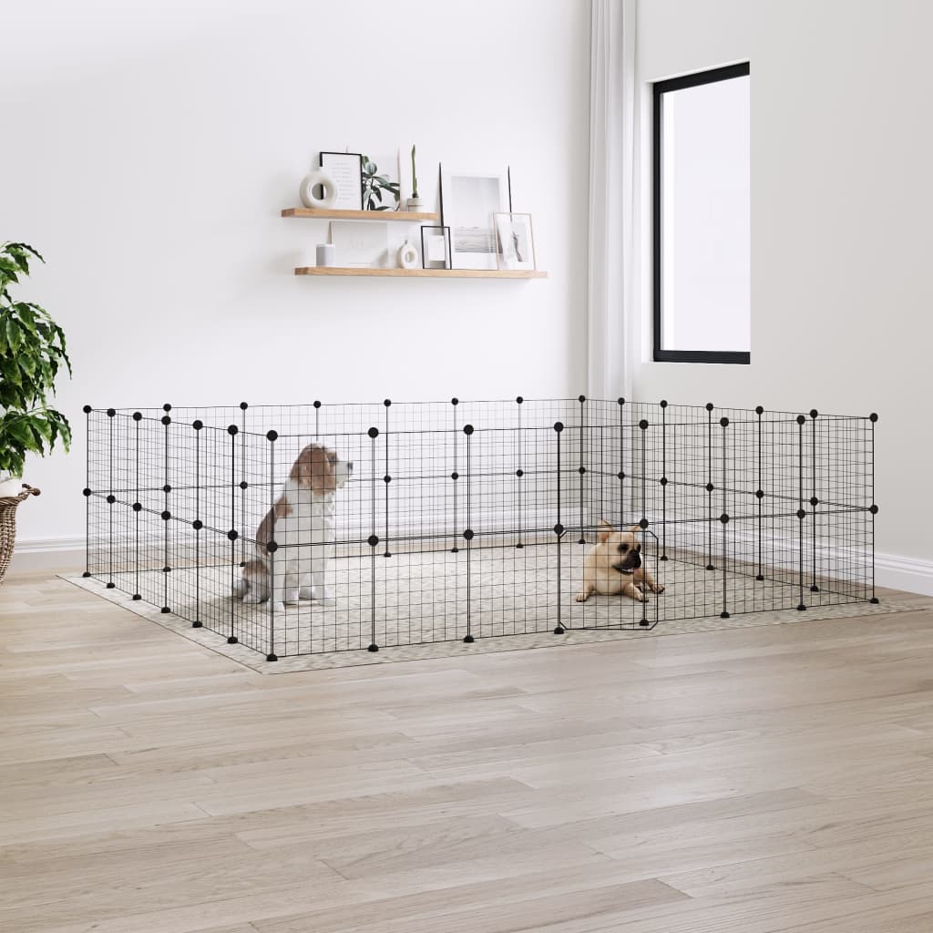 Vidaxl Pets Cage z drzwiami 52 panele 35x35 cm stalowa czarna