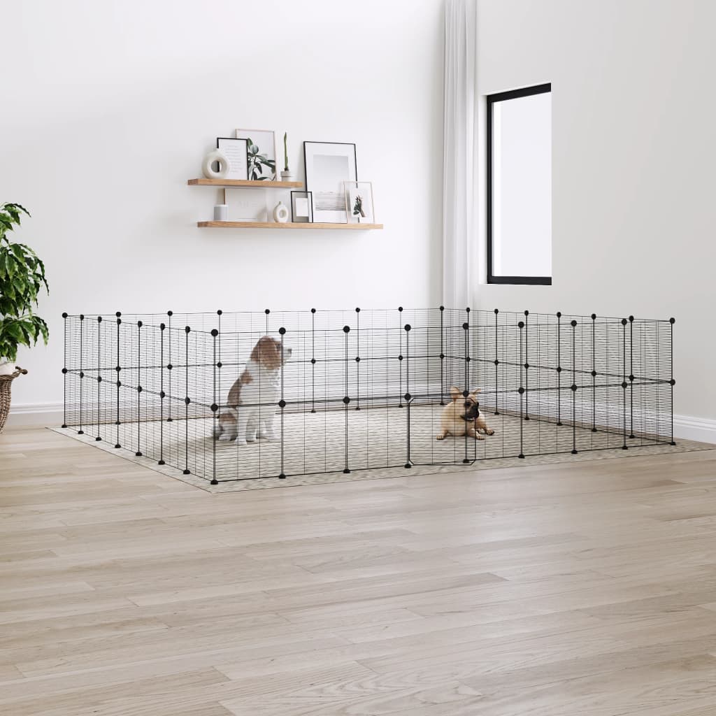 Vidaxl Pet Cage z drzwiami 60 paneli 35x35 cm stalowa czarna