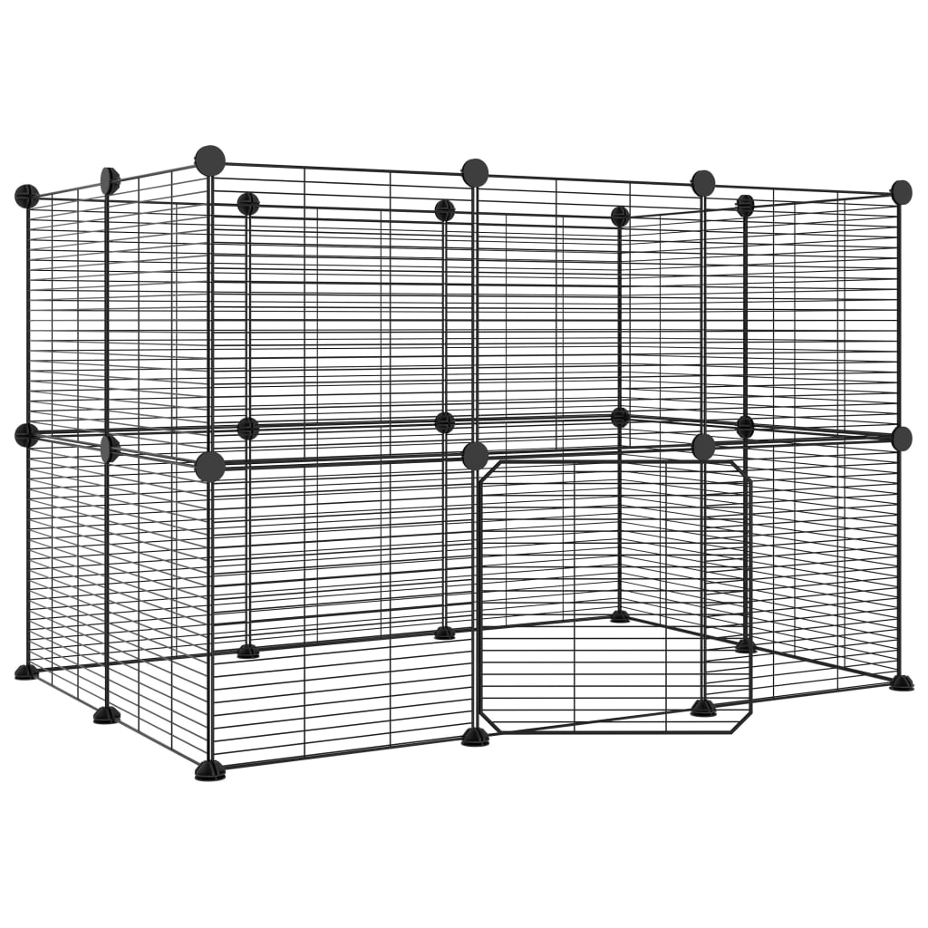 VidaXL Pets Cage With Door 20 Panels 35x35 Cm Steel Black