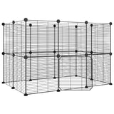 VidaXL Pets Cage With Door 20 Panels 35x35 Cm Steel Black