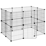 Vidaxl huisdierenkooi met deur 20 panelen 35x35 cm staal zwart