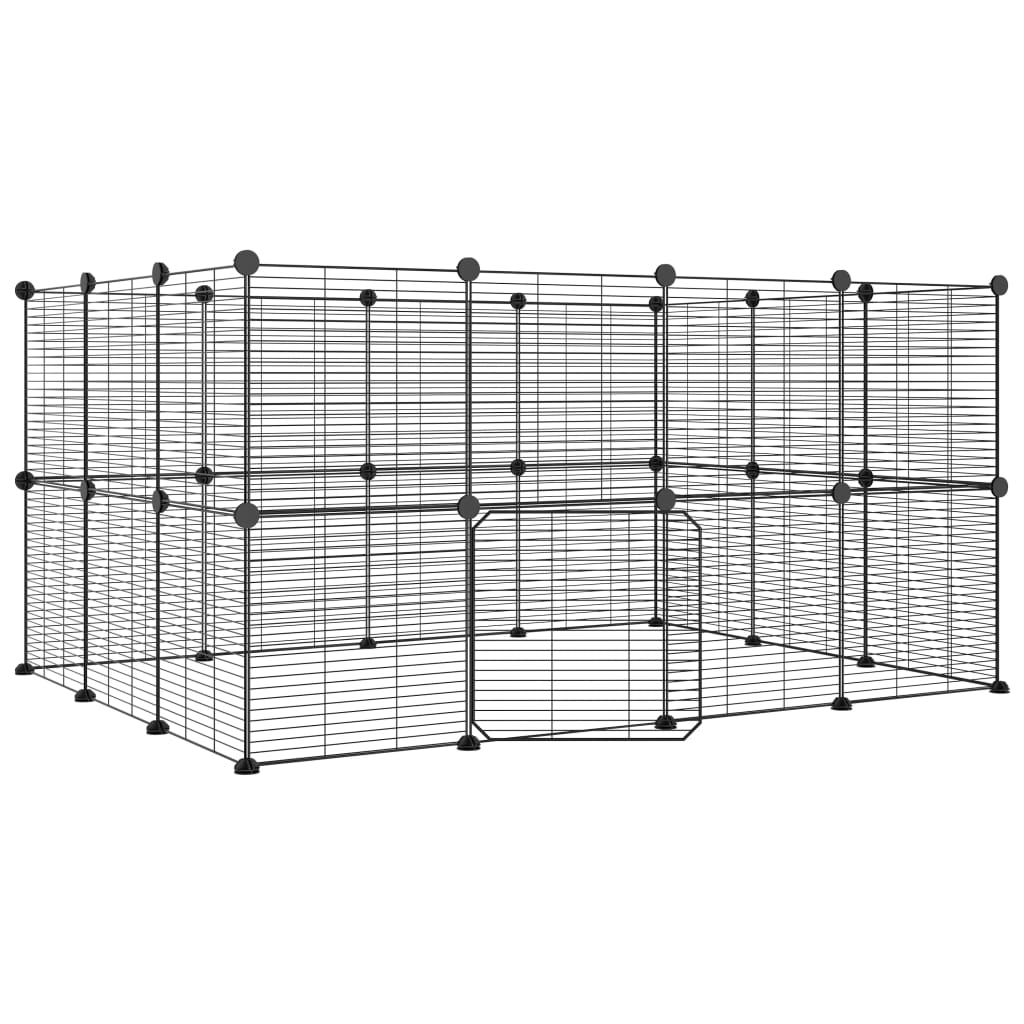 VidaXL Pets Cage With Door 28 Panels 35x35 Cm Steel Black