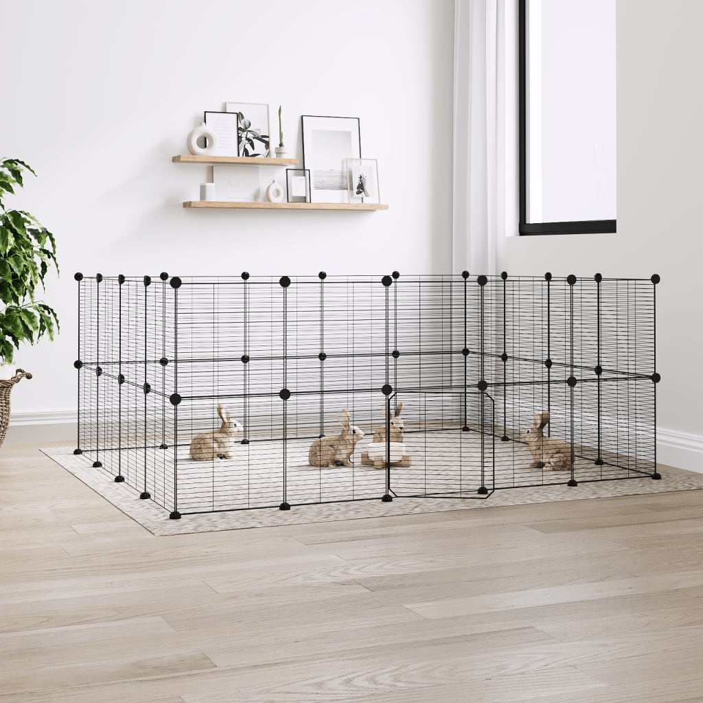 Vidaxl Pets Cage z drzwiami 36 paneli 35x35 cm stalowa czarna