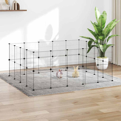 Vidaxl huisdierenkooi met deur 36 panelen 175x140x70 cm staal zwart