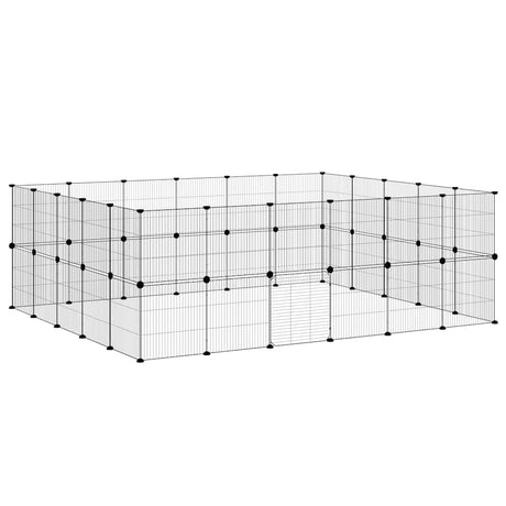 Vidaxl huisdierenkooi met deur 44 panelen 210x175x70 cm staal zwart
