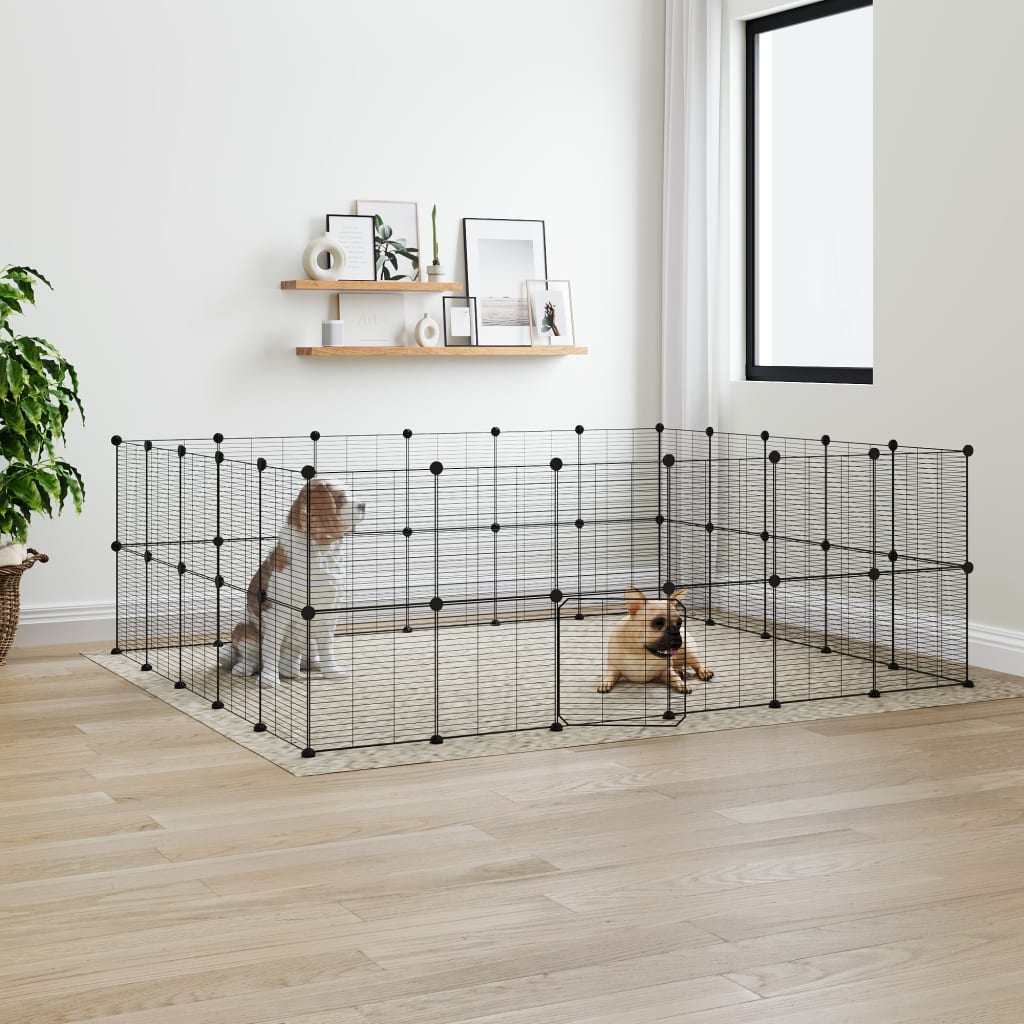 Vidaxl Pets Cage z drzwiami 44 panele 35x35 cm stalowa czarna