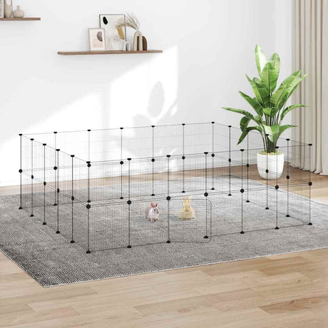 Vidaxl huisdierenkooi met deur 44 panelen 210x175x70 cm staal zwart