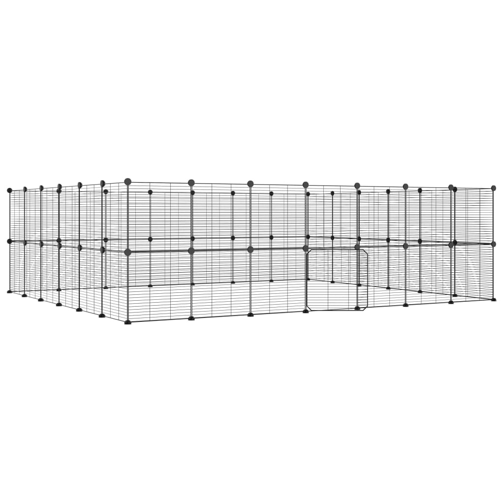 Vidaxl Pets Cage z drzwiami 52 panele 35x35 cm stalowa czarna