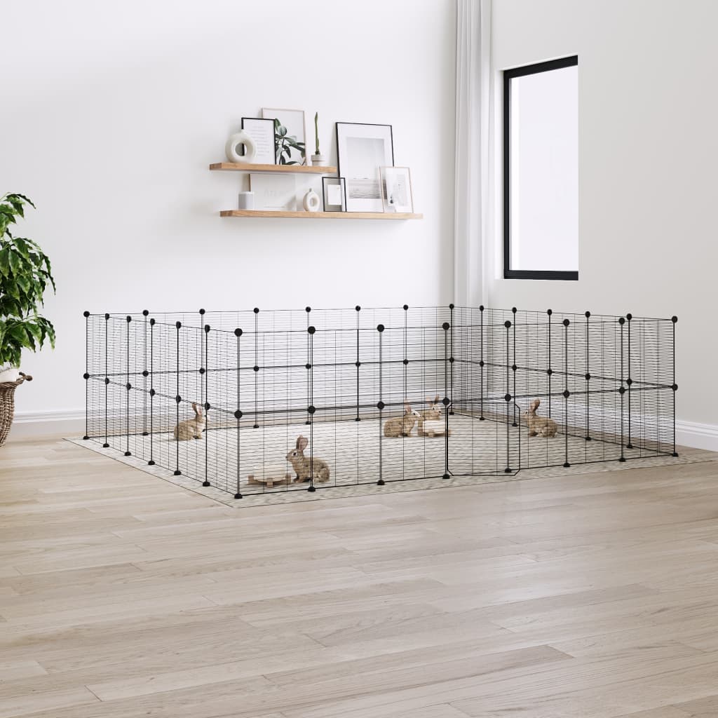 Vidaxl Pets Cage z drzwiami 52 panele 35x35 cm stalowa czarna