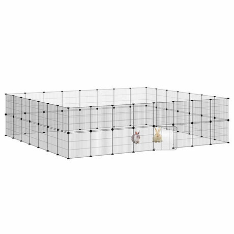 Vidaxl huisdierenkooi met deur 60 panelen 280x245x70 cm staal zwart