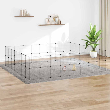 Vidaxl huisdierenkooi met deur 60 panelen 280x245x70 cm staal zwart