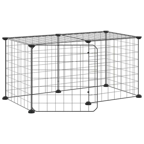 Vidaxl huisdierenkooi met deur 8 panelen 70x35x35 cm staal zwart
