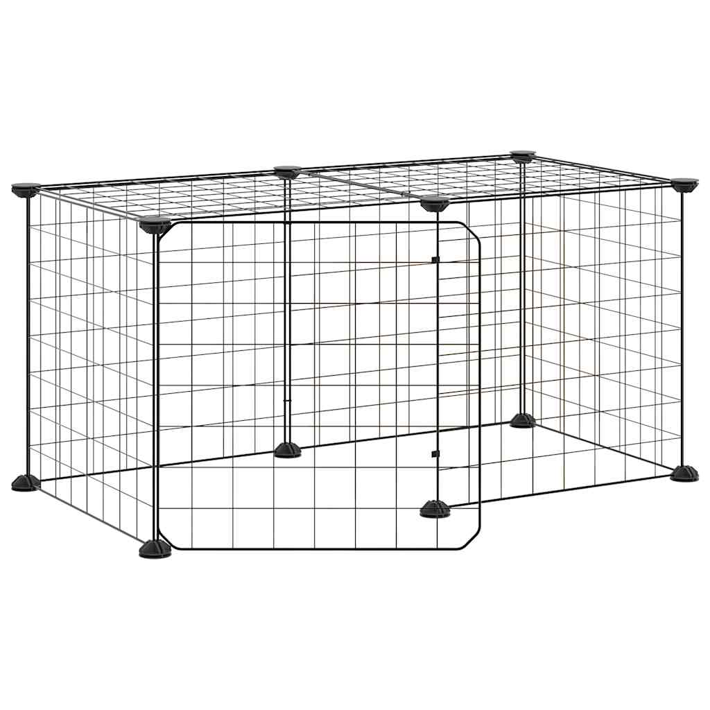 Vidaxl huisdierenkooi met deur 8 panelen 35x35 cm staal zwart