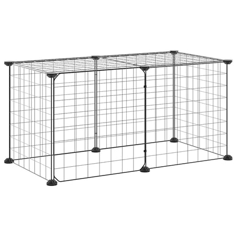 Vidaxl huisdierenkooi met deur 8 panelen 70x35x35 cm staal zwart