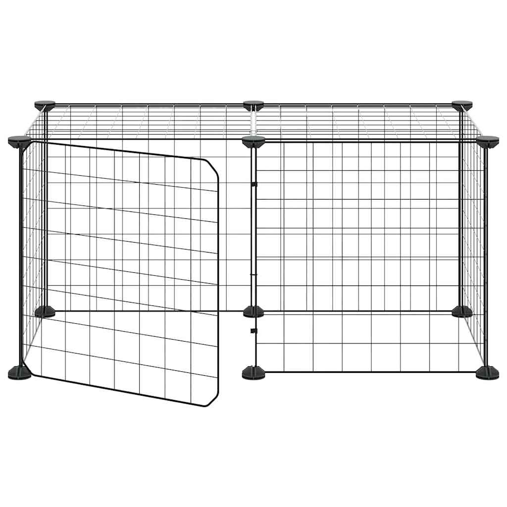 Vidaxl huisdierenkooi met deur 8 panelen 70x35x35 cm staal zwart