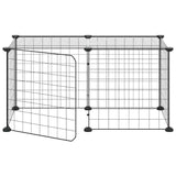 Vidaxl huisdierenkooi met deur 8 panelen 70x35x35 cm staal zwart