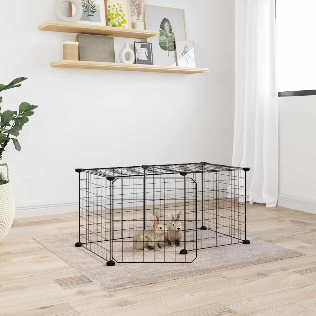 Vidaxl Pets Cage z drzwiami 8 paneli 35x35 cm stalowa czarna