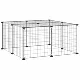 Vidaxl huisdierenkooi met deur 12 panelen 35x35 cm staal zwart