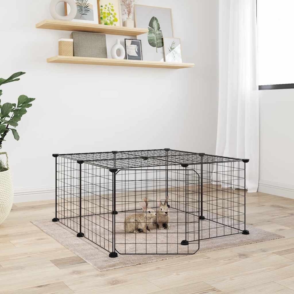 Vidaxl Pets Cage con puerta 12 paneles 35x35 cm de acero negro