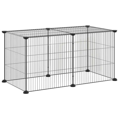 Vidaxl huisdierenkooi met 8 panelen 70x35x35 cm staal zwart