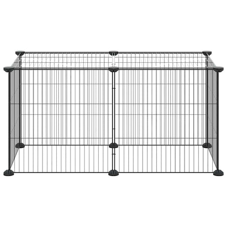 Vidaxl huisdierenkooi met 8 panelen 70x35x35 cm staal zwart