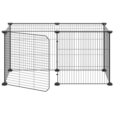 Vidaxl huisdierenkooi met deur 8 panelen 70x35x35 cm staal zwart