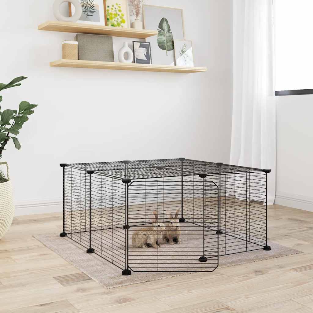 Vidaxl Pets Cage With Door 12 Panels 35x35 Cm Steel Black