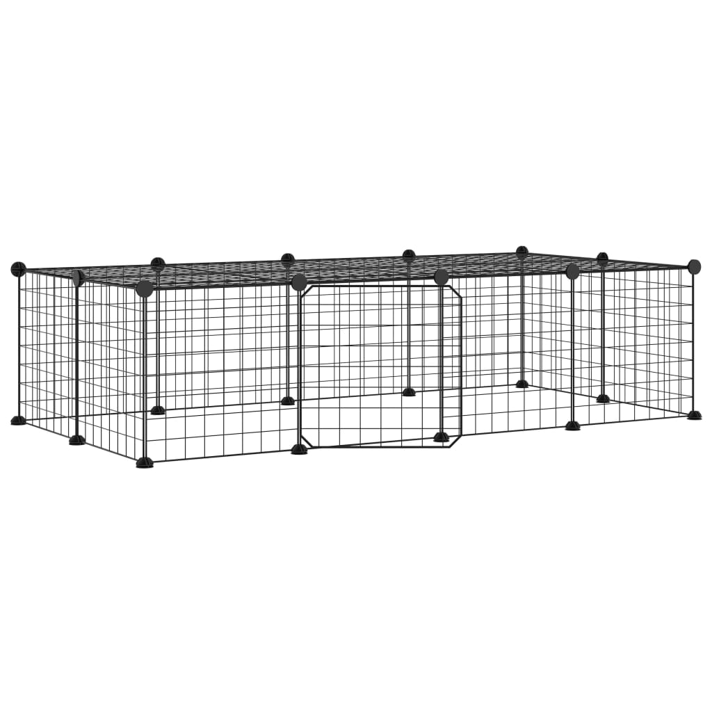 VidaXL Pets Cage With Door 20 Panels 35x35 Cm Steel Black