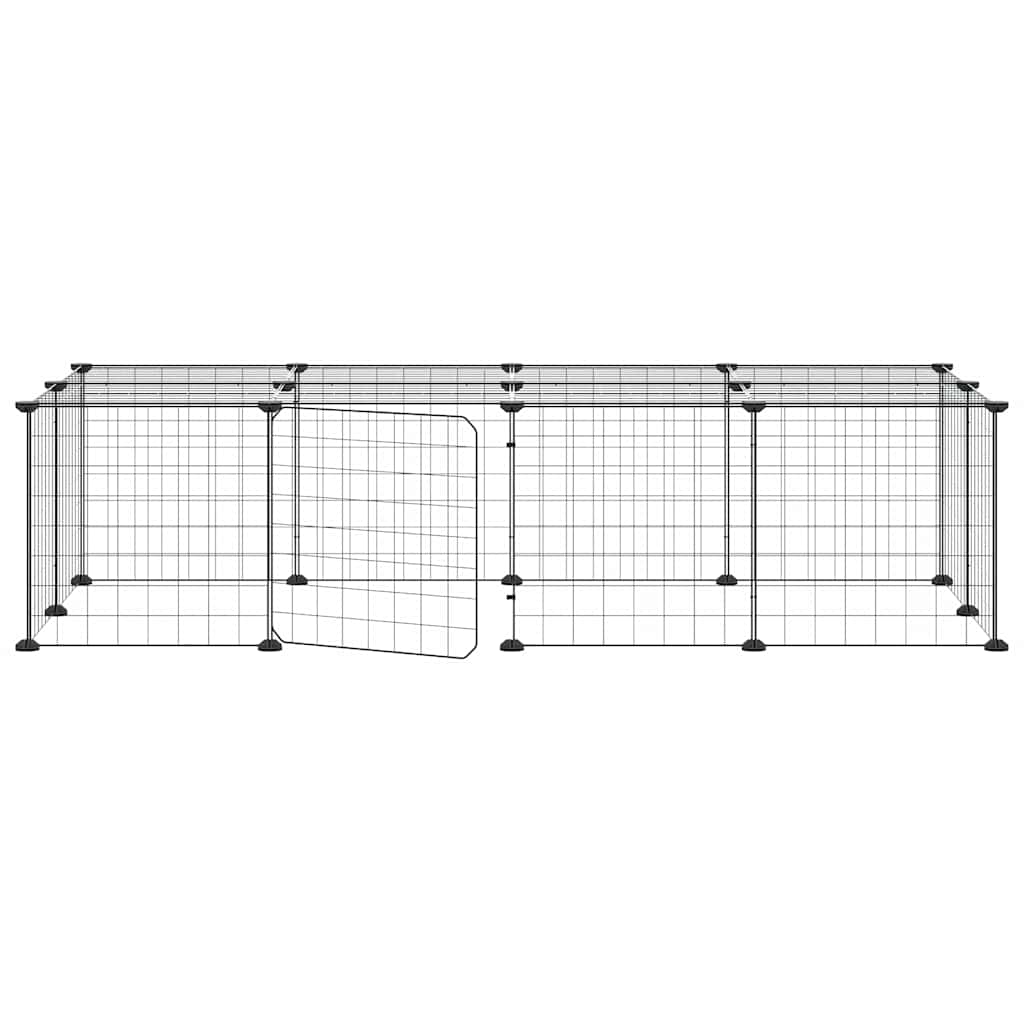 Vidaxl huisdierenkooi met deur 20 panelen 140x70x35 cm staal zwart