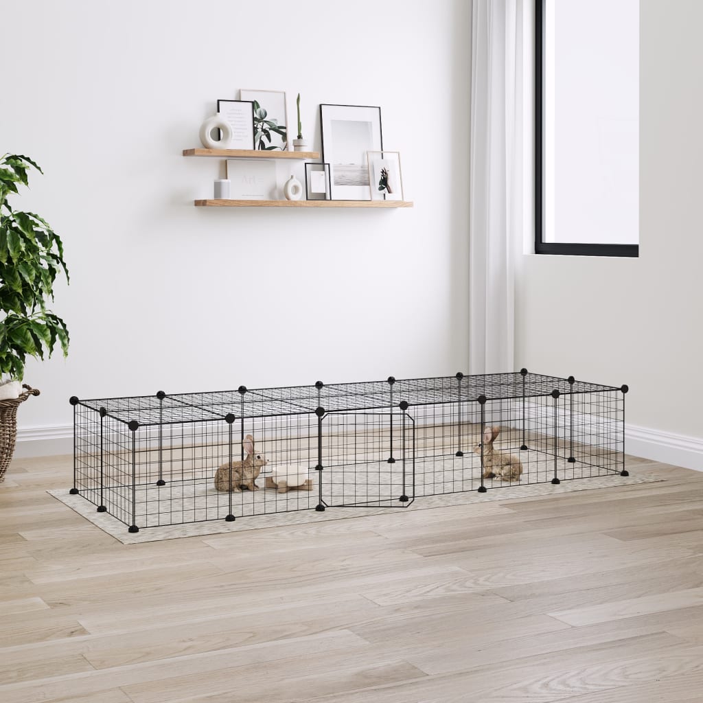 Vidaxl Pets Cage z drzwiami 28 paneli 35x35 cm stalowa czarna