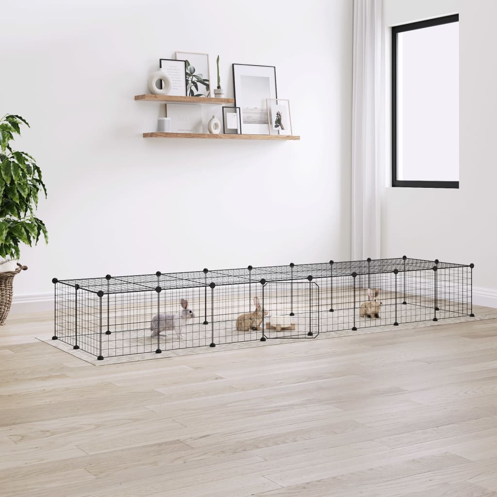 Vidaxl Pets Cage z drzwiami 36 paneli 35x35 cm stalowa czarna