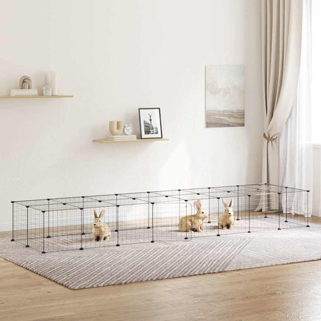 Vidaxl huisdierenkooi met deur 36 panelen 280x70x35 cm staal zwart